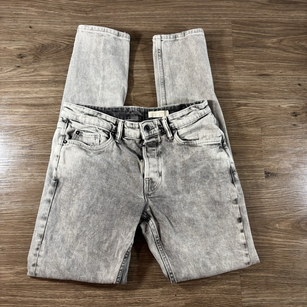 Allsaints Rex Slim Men's Jeans 30x32 Grey Denim Distressed Faded Wash Designer